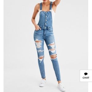 American eagle distressed overalls